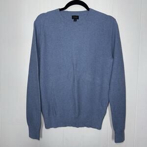 J. Crew Men’s Cotton Crewneck Sweater Garter Stitch Blue Size Small